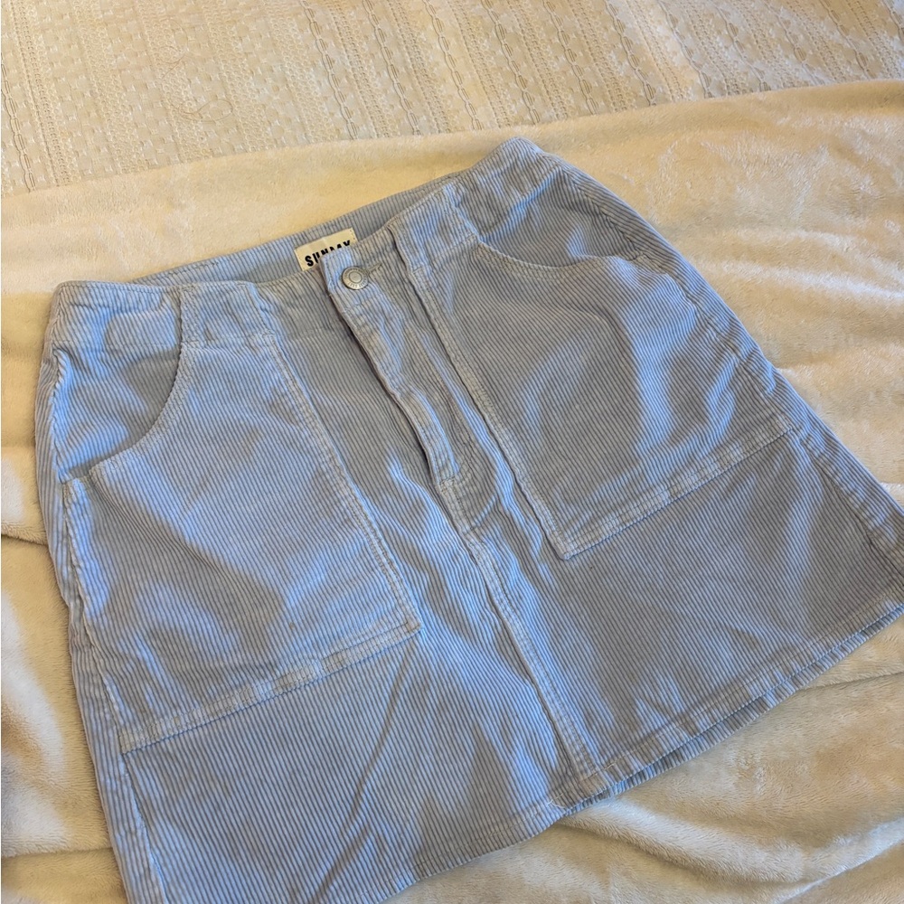 Sunday Best Light Blue Corduroy Mini Skirt